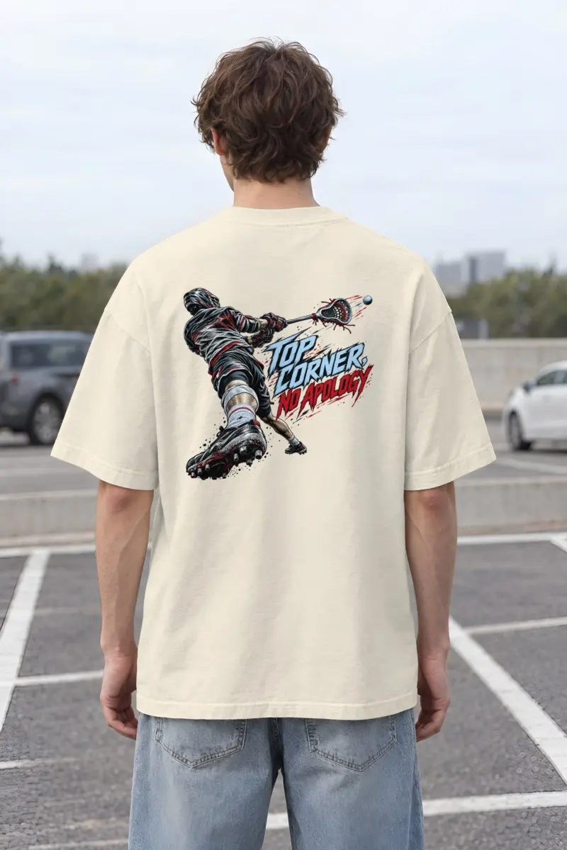 “Top Corner, No Apology” Men’s Oversized Heavyweight Crewneck T-Shirt