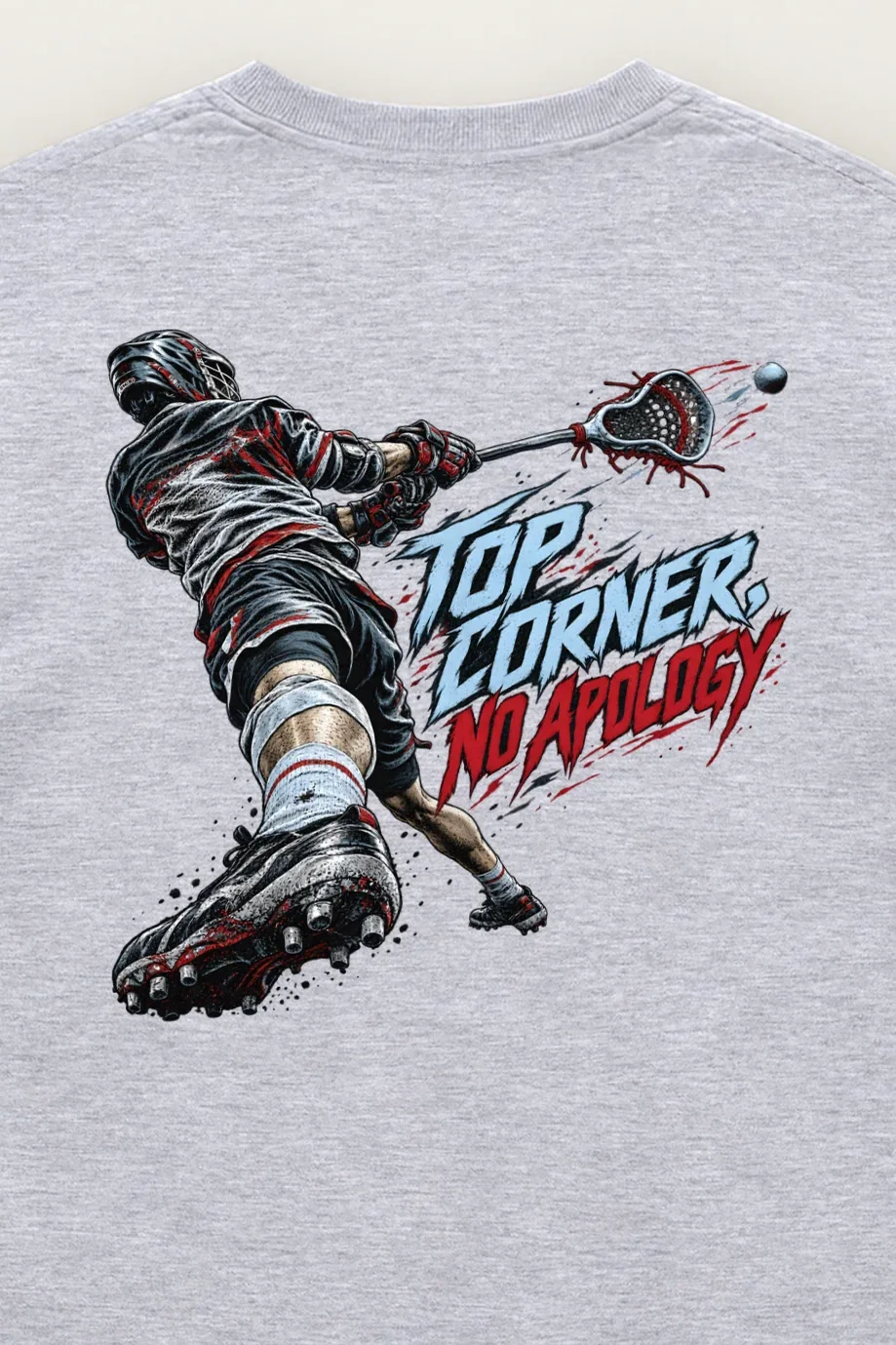 "Top Corner, No Apology" Unisex Longsleeve T-shirt - the graphic up close