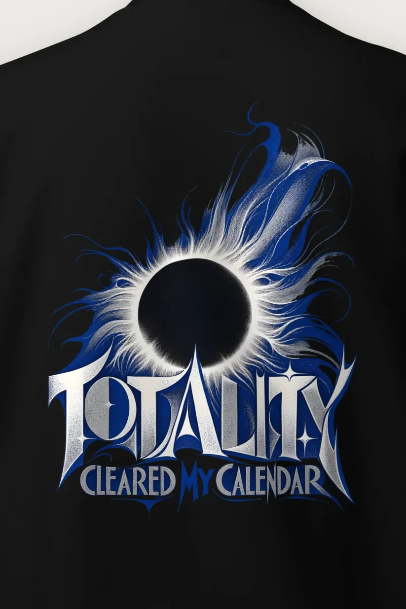 "Totality Cleared My Calendar" Heavy Blend Unisex Crewneck Sweatshirt - the graphic up close