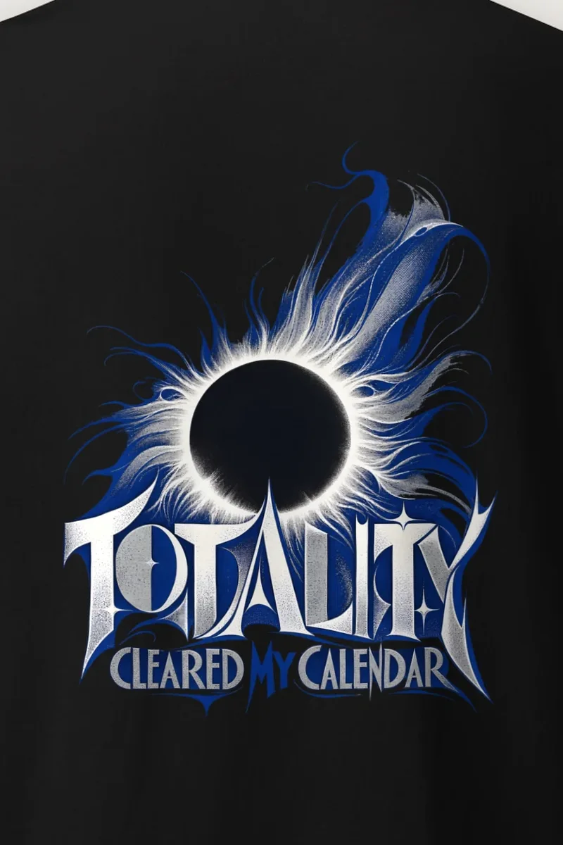 "Totality Cleared My Calendar" Heavyweight Unisex Crewneck T-shirt - the graphic up close