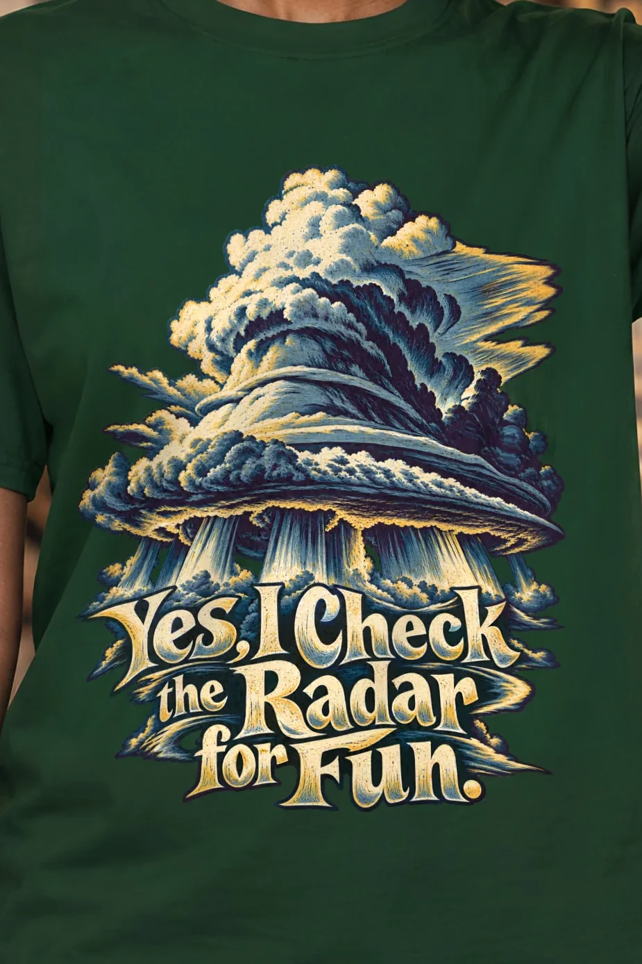 "Towering Storm Cloud" Heavyweight Unisex Crewneck T-shirt - the graphic up close