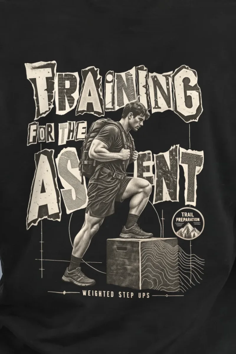 "Training for the Ascent" Heavyweight Unisex Crewneck T-shirt - the graphic up close