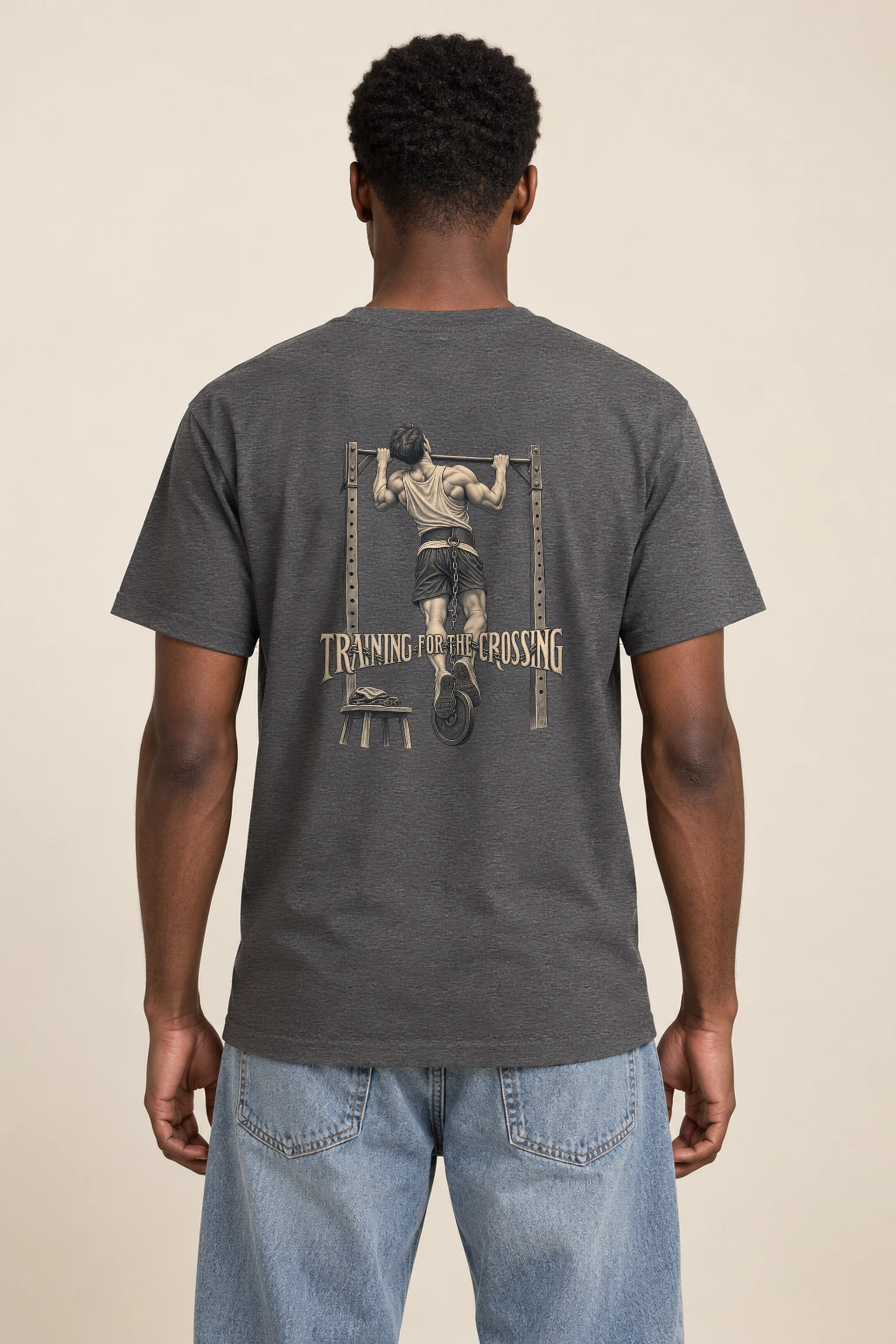 "Training for the Crossing" Heavyweight Unisex Crewneck T-shirt