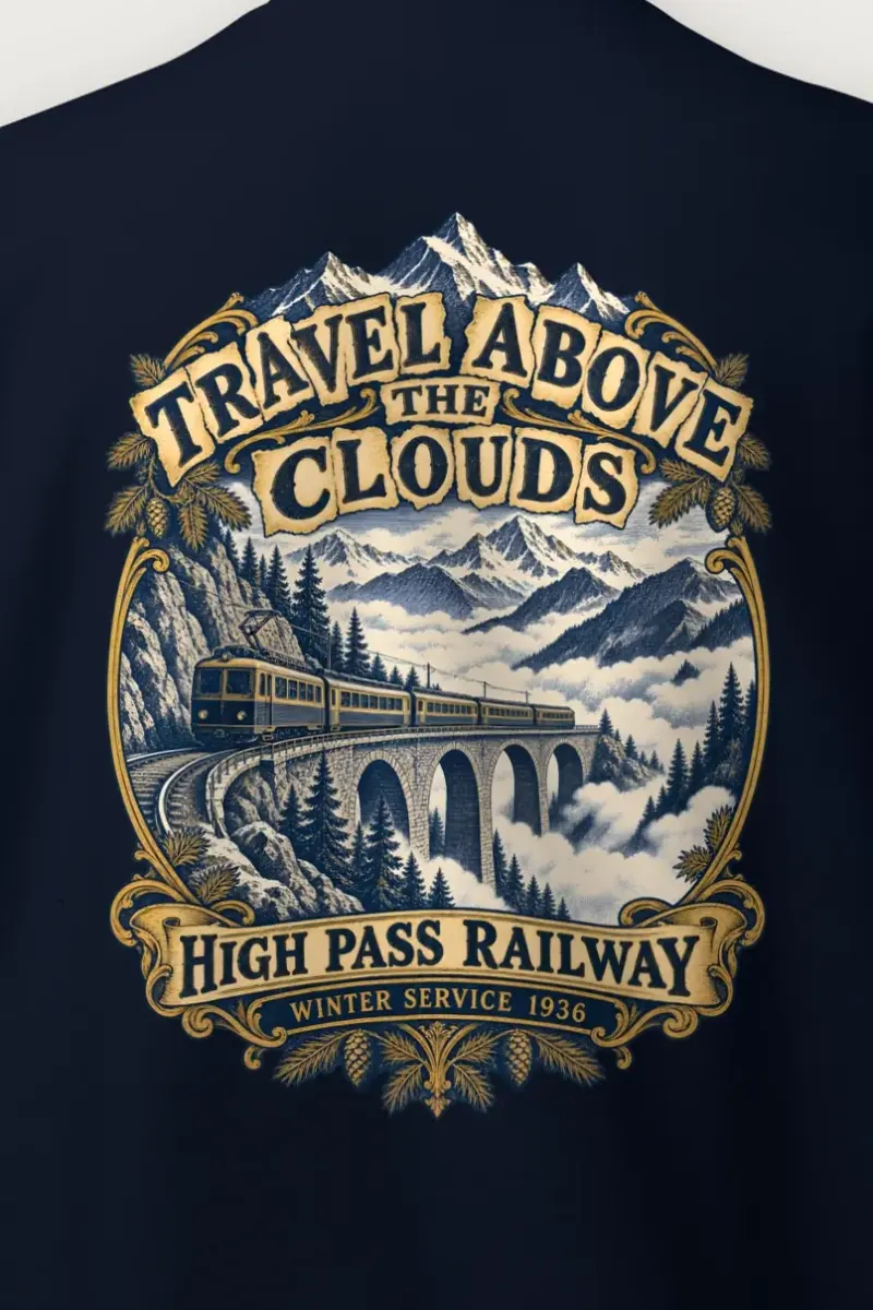 "Travel Above the Clouds" Heavy Blend Unisex Crewneck Sweatshirt - the graphic up close