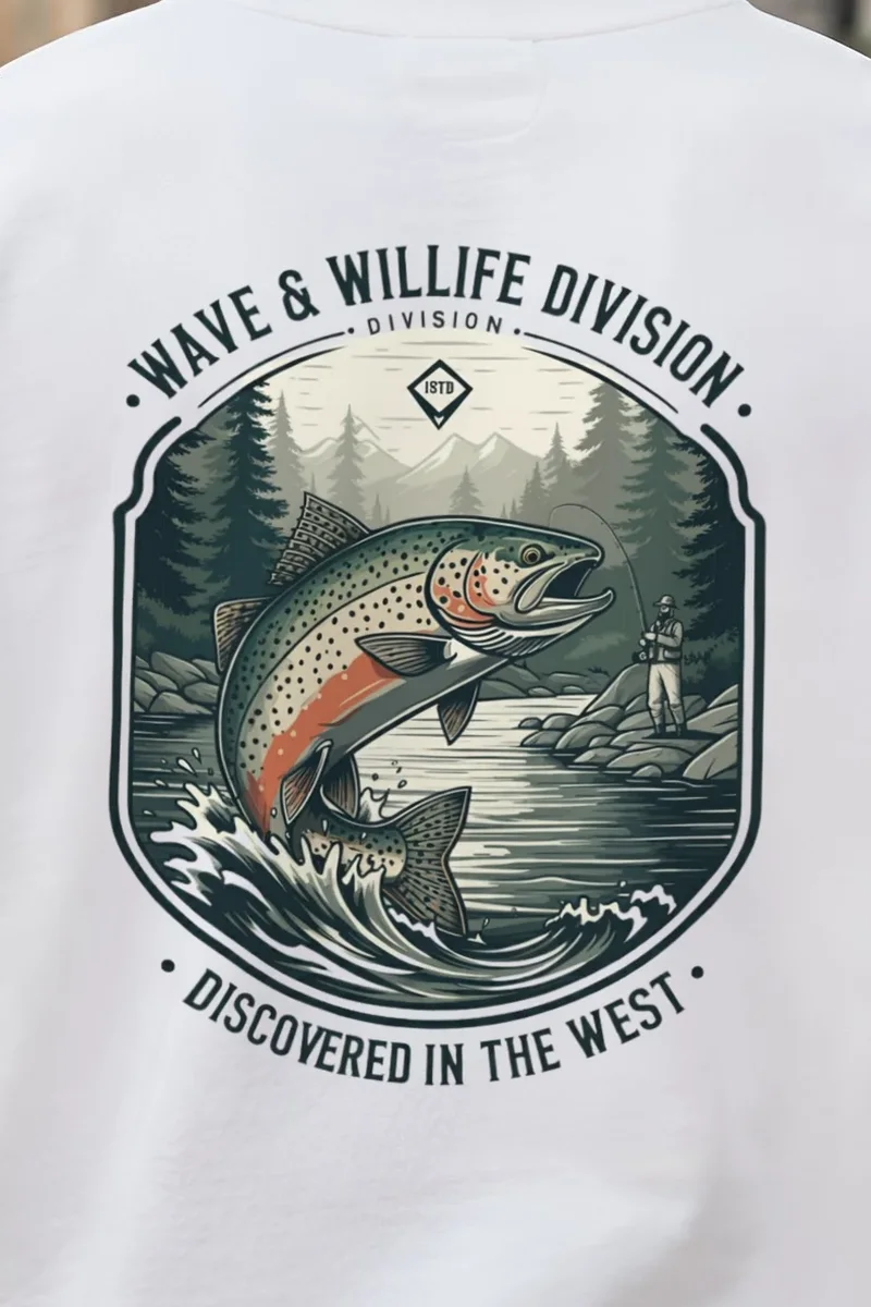 "Trout Angler Mountain" 1 Crewneck Sweatshirt - the graphic up close
