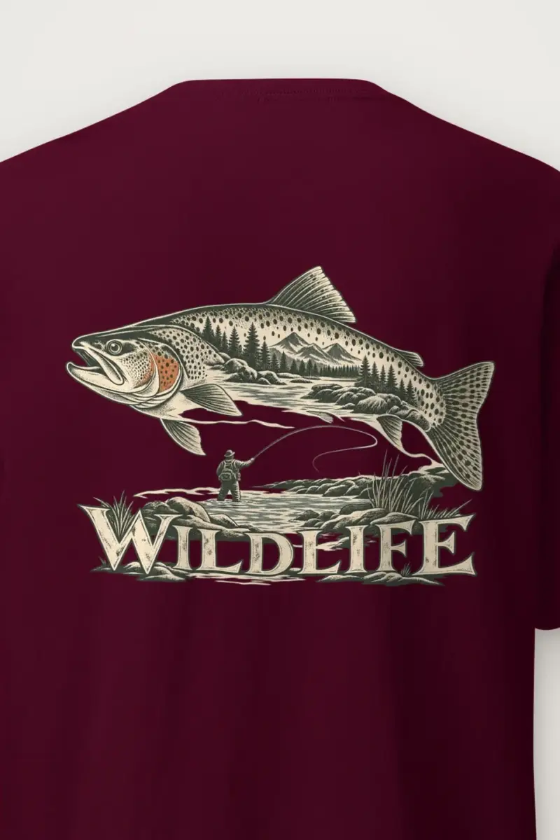 "Trout River Scene" Heavyweight Unisex Crewneck T-shirt