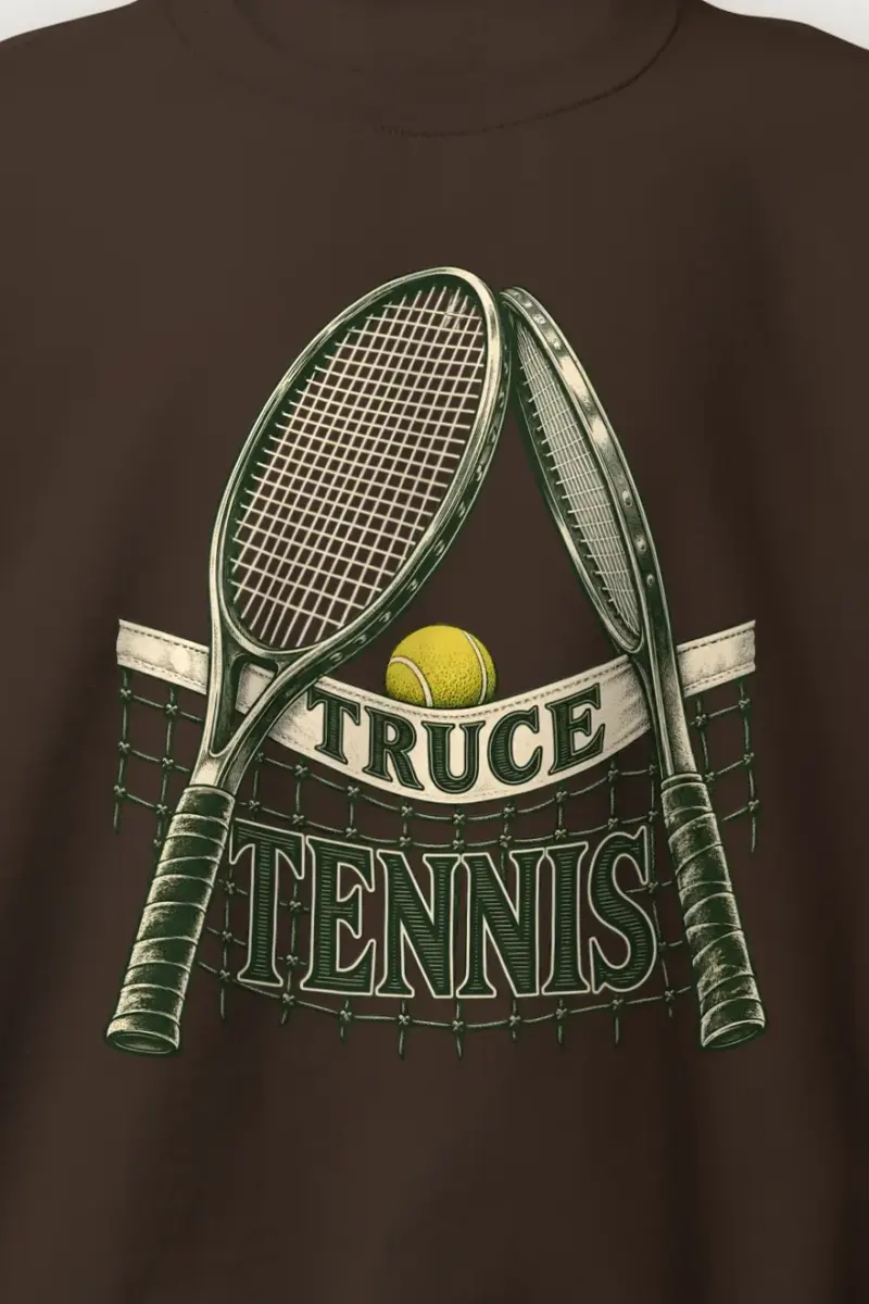 "Truce Tennis" Heavy Blend Unisex Crewneck Sweatshirt - the graphic up close