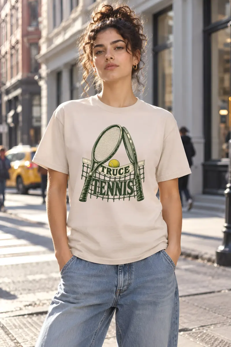 "Truce Tennis" Heavyweight Unisex Crewneck T-shirt
