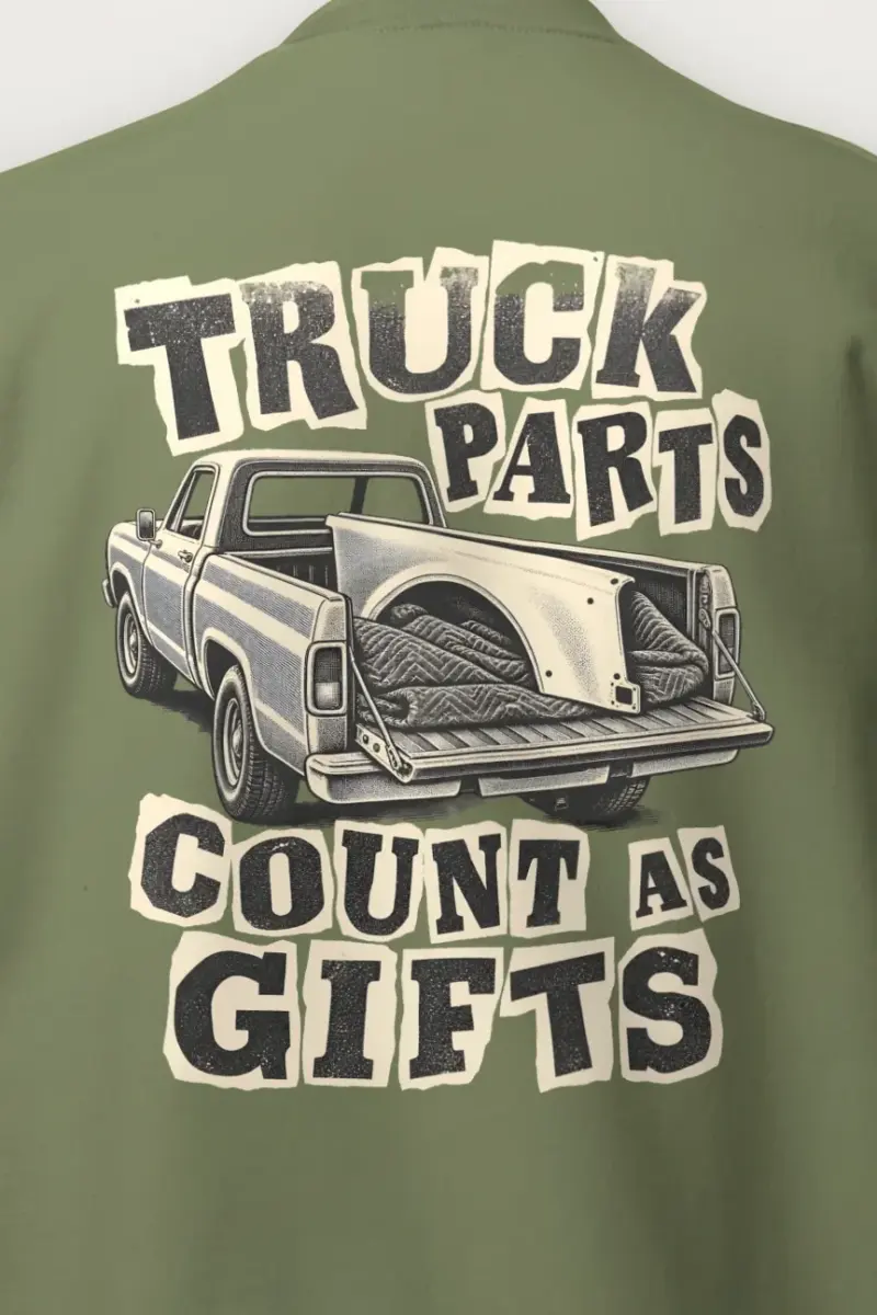 "Truck Parts Count As Gifts" Heavy Blend Unisex Crewneck Sweatshirt - the graphic up close