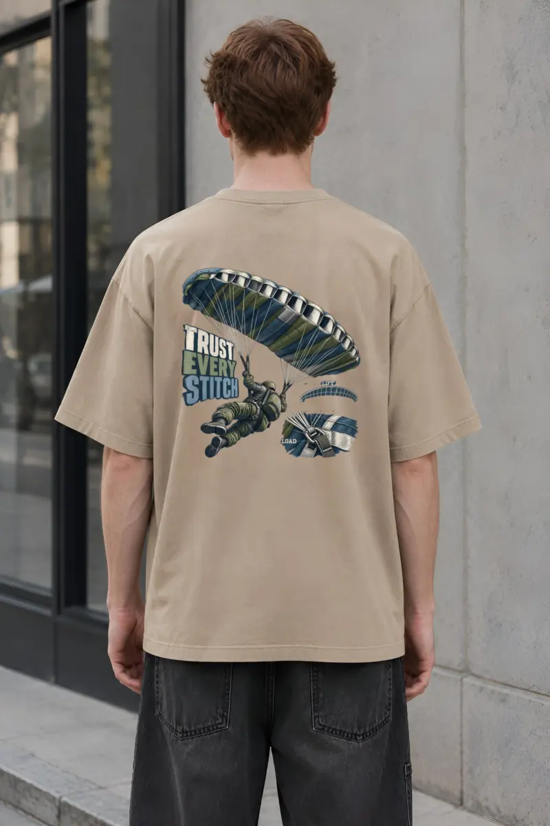 “Trust Every Stitch” Men’s Oversized Heavyweight Crewneck T-Shirt