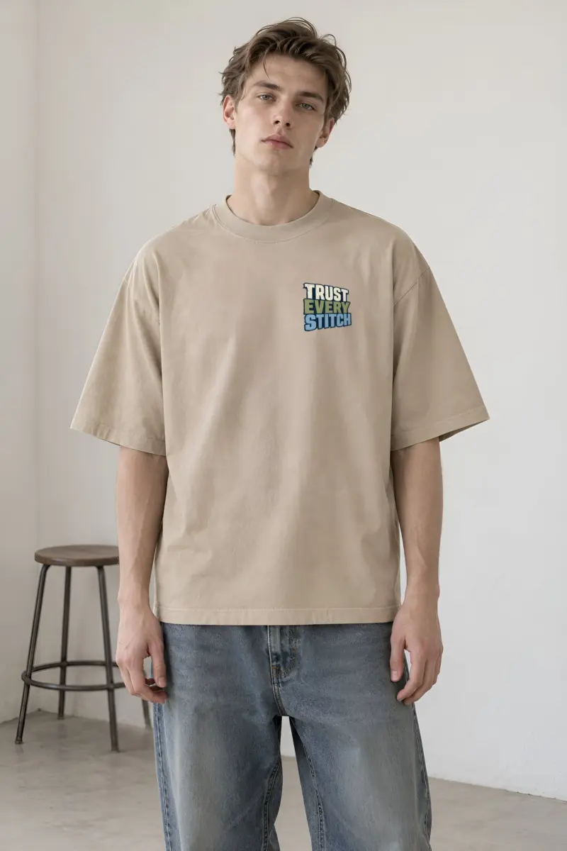 "Trust Every Stitch" Unisex Oversized Heavyweight Crewneck T-Shirt