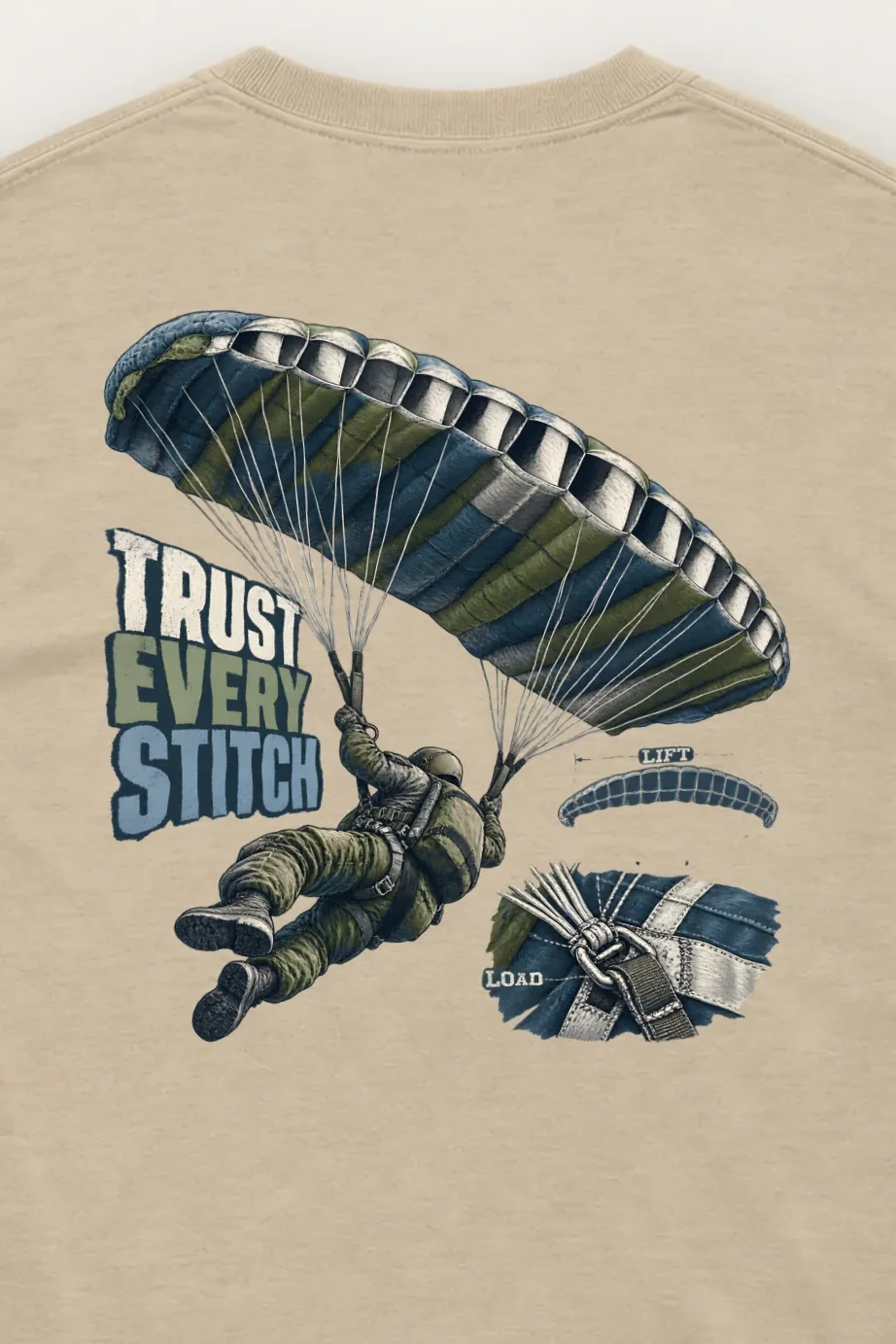 "Trust Every Stitch" Unisex Longsleeve T-shirt - the graphic up close