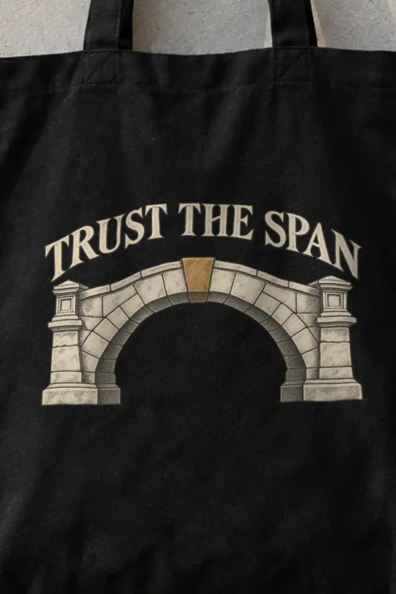 "Trust The Span" Classic Cotton Tote Bag - the graphic up close