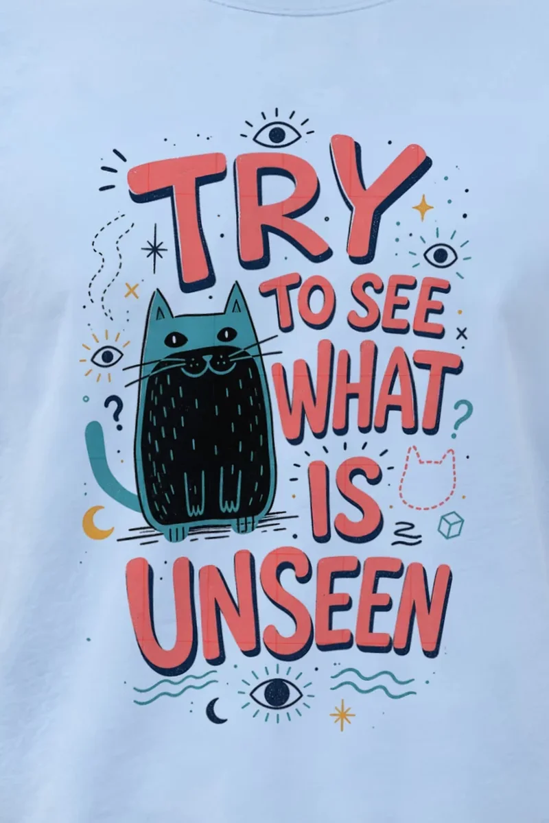 "Try To See What Is Unseen" Heavyweight Unisex Crewneck T-shirt - the graphic up close