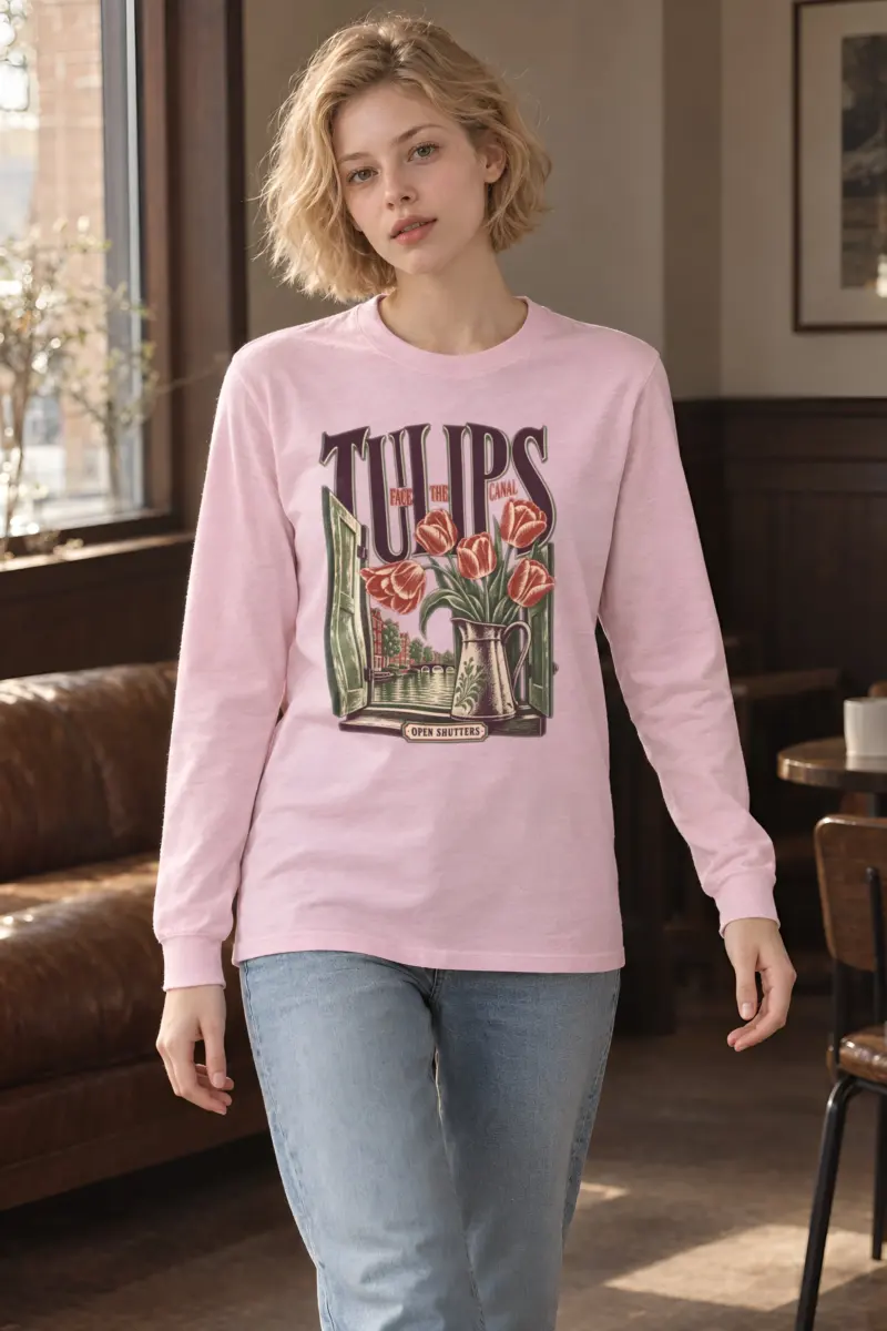 "Tulips Face the Canal" Unisex Longsleeve T-shirt