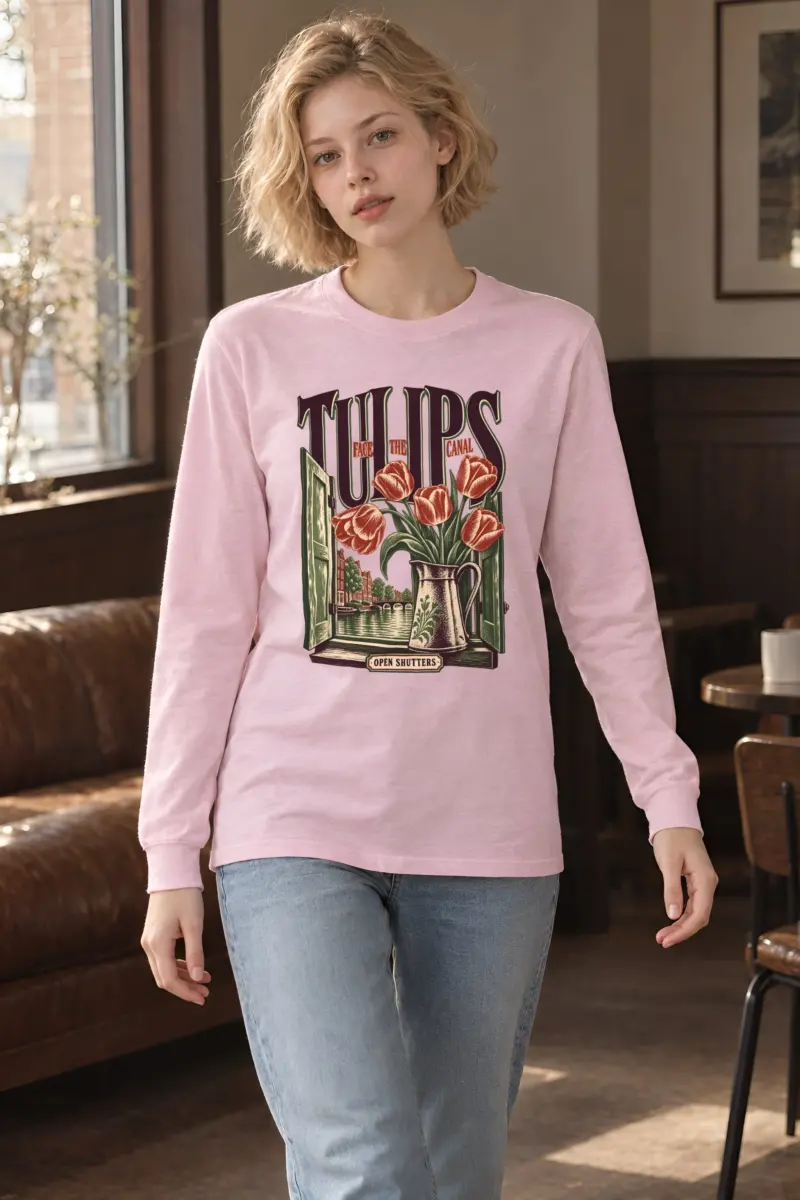 "Tulips Face the Canal" Unisex Longsleeve T-shirt