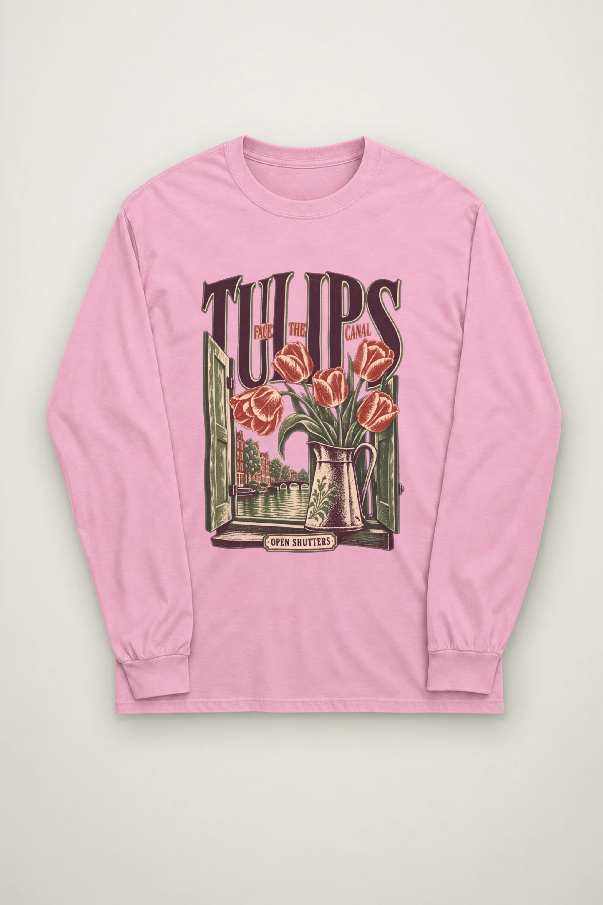 "Tulips Face the Canal" Unisex Longsleeve T-shirt