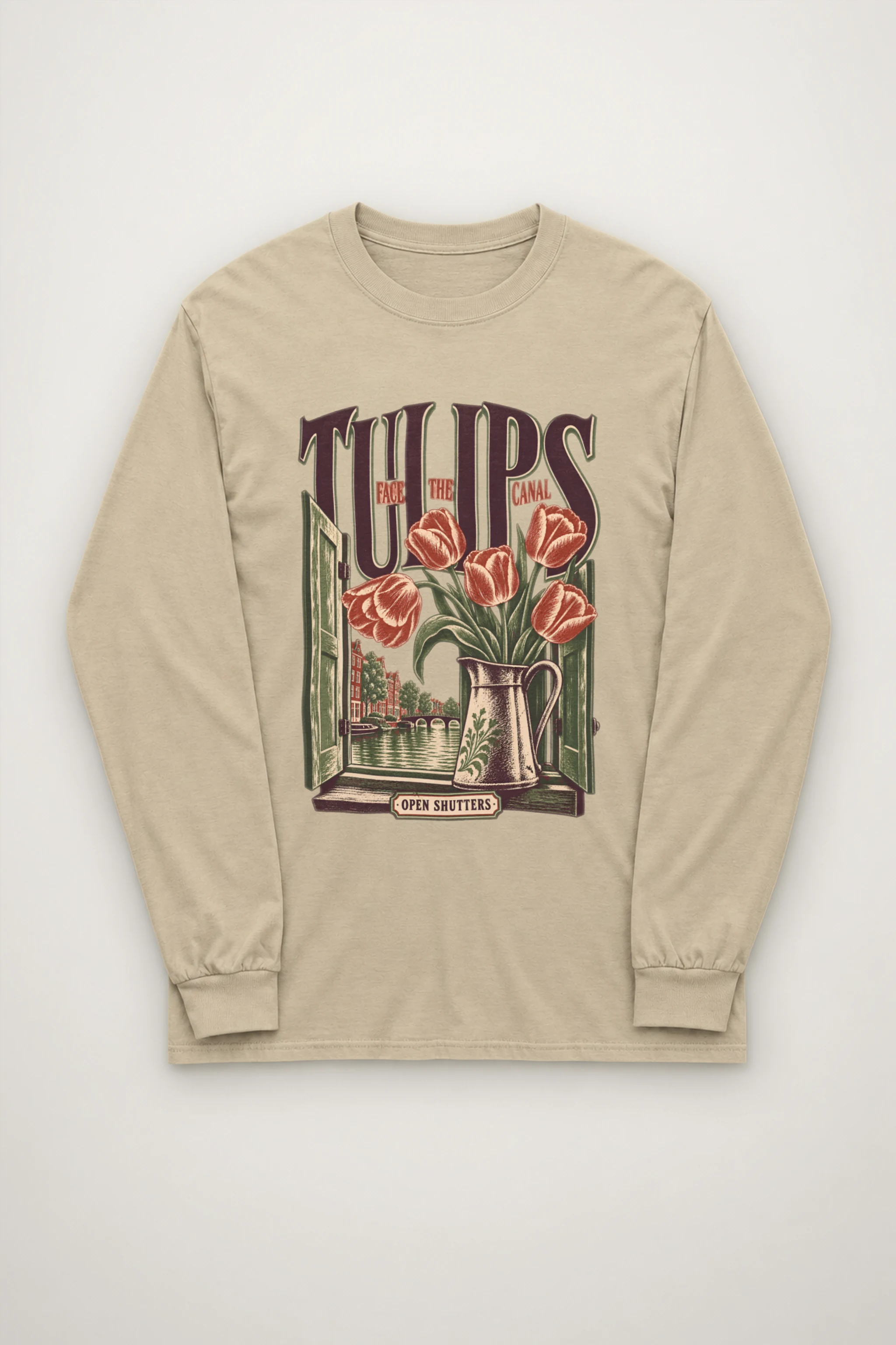 "Tulips Face the Canal" Unisex Longsleeve T-shirt