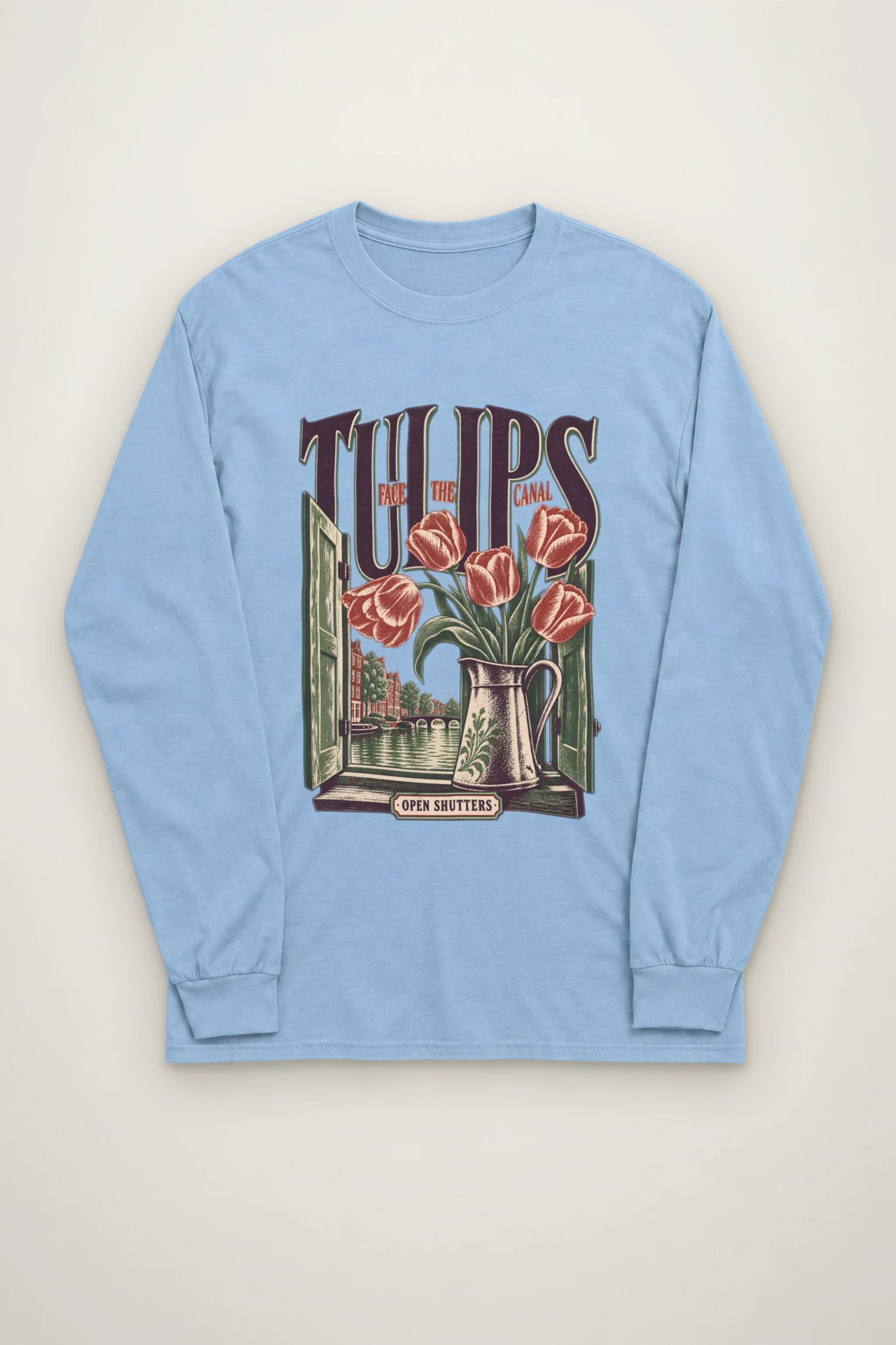 "Tulips Face the Canal" Unisex Longsleeve T-shirt