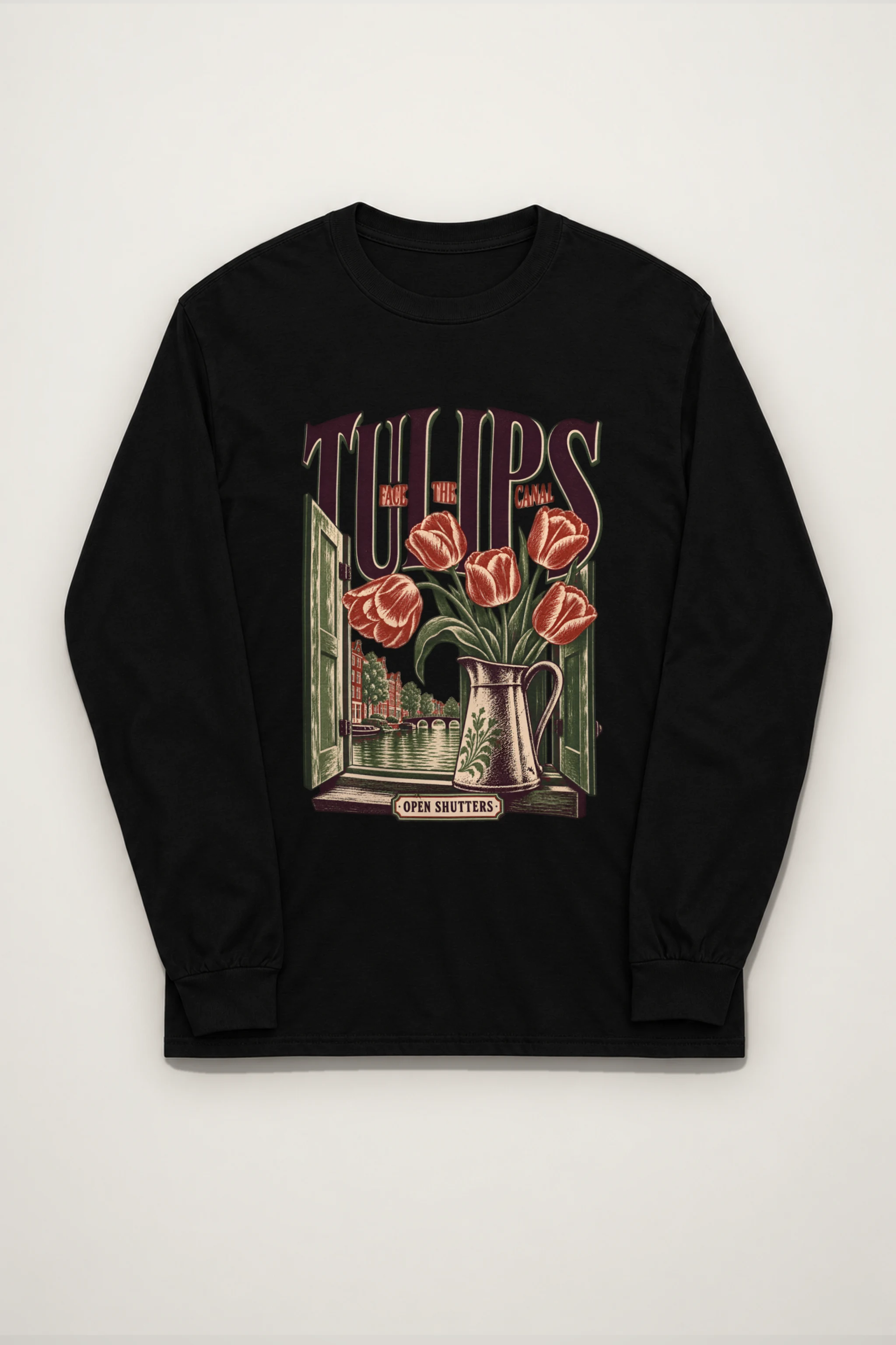 "Tulips Face the Canal" Unisex Longsleeve T-shirt