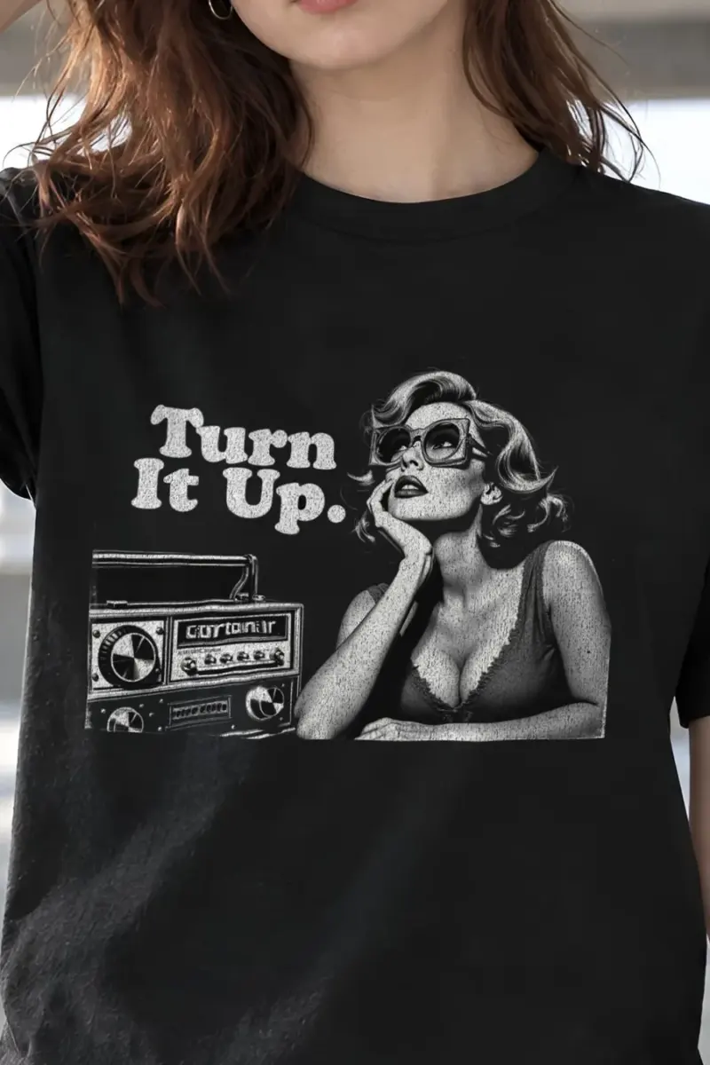 "Turn It Up" Heavyweight Unisex Crewneck T-shirt