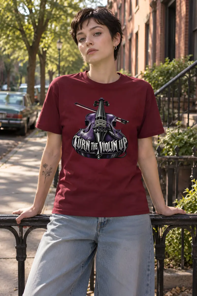 "Turn the Violin Up" Heavyweight Unisex Crewneck T-shirt