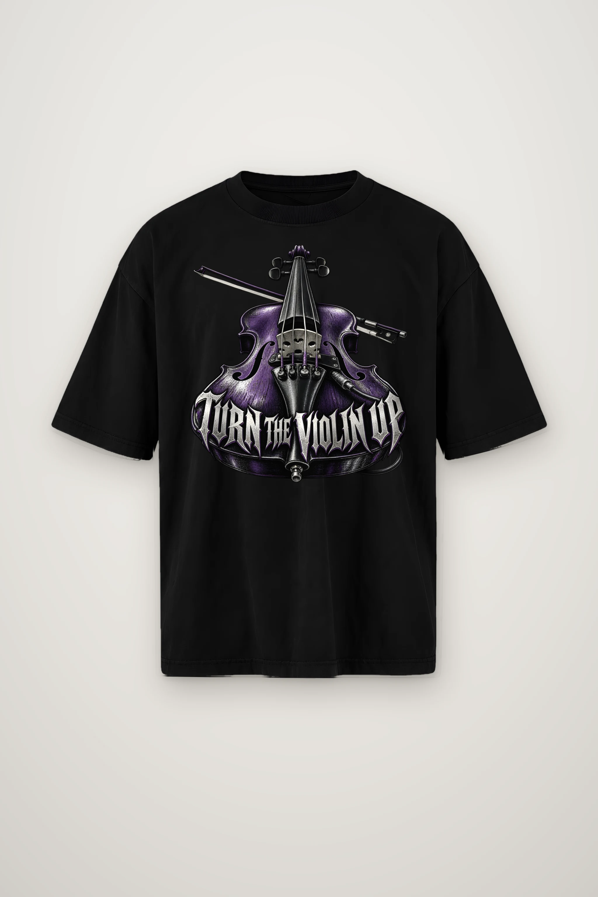 "Turn the Violin Up" Men's Oversized Heavyweight Crewneck T-Shirt