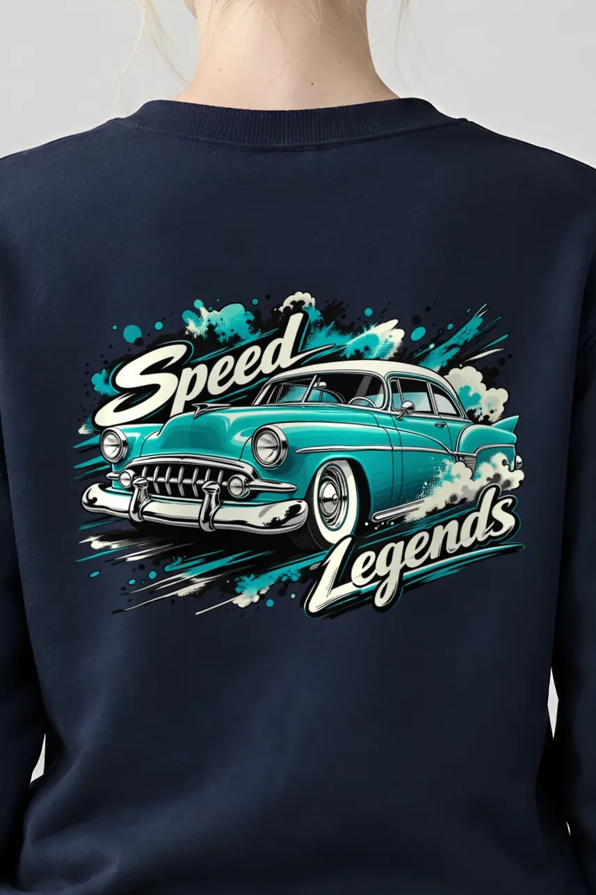 "Turquoise Roadster" 1 Crewneck Sweatshirt - the graphic up close