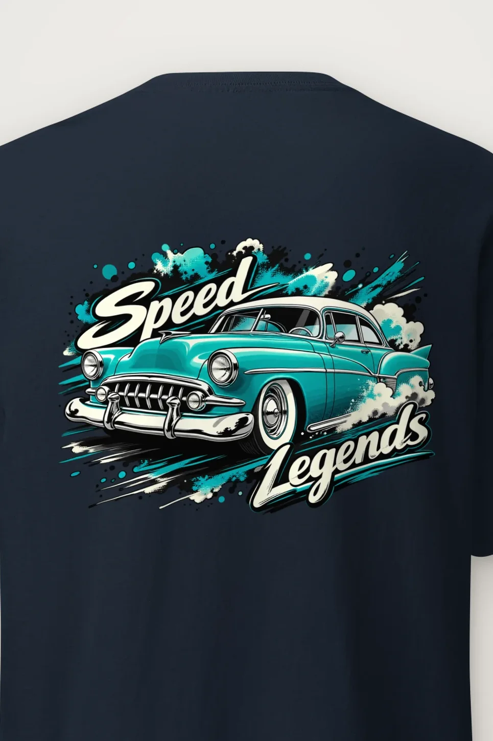 "Turquoise Roadster Rush" Heavyweight Unisex Crewneck T-shirt