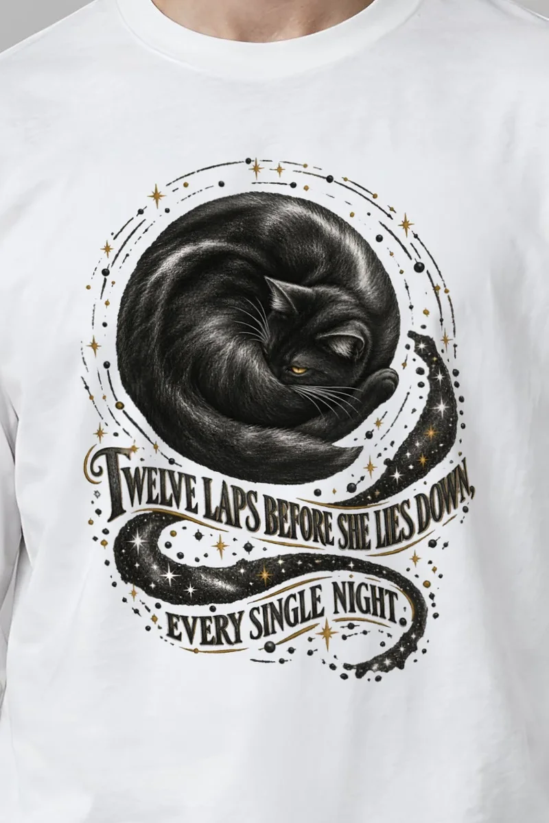 "Twelve Laps Before She Lies Down" Unisex Longsleeve T-shirt - the graphic up close