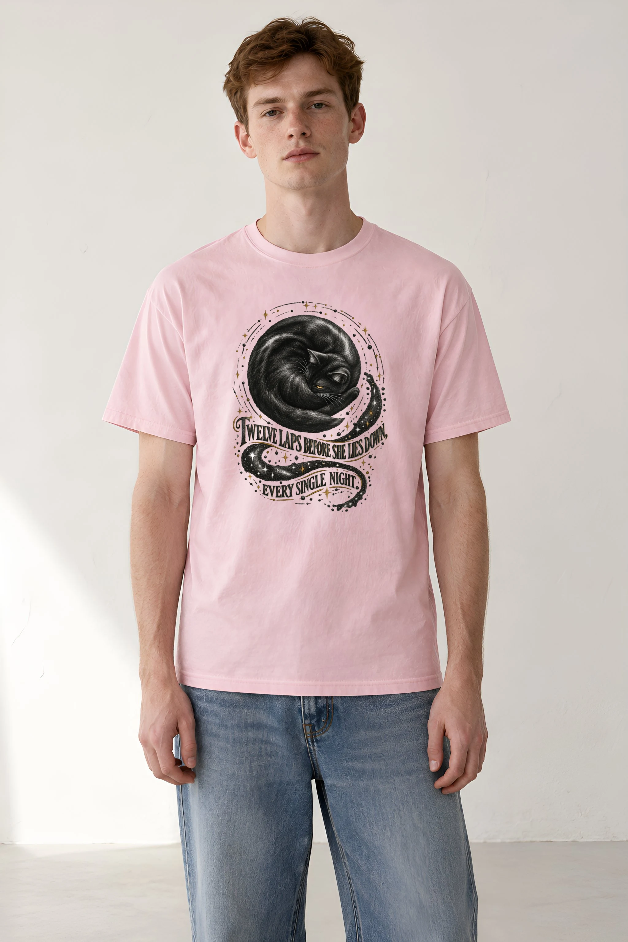 "Twelve Laps Black Cat" Heavyweight Unisex Crewneck T-shirt