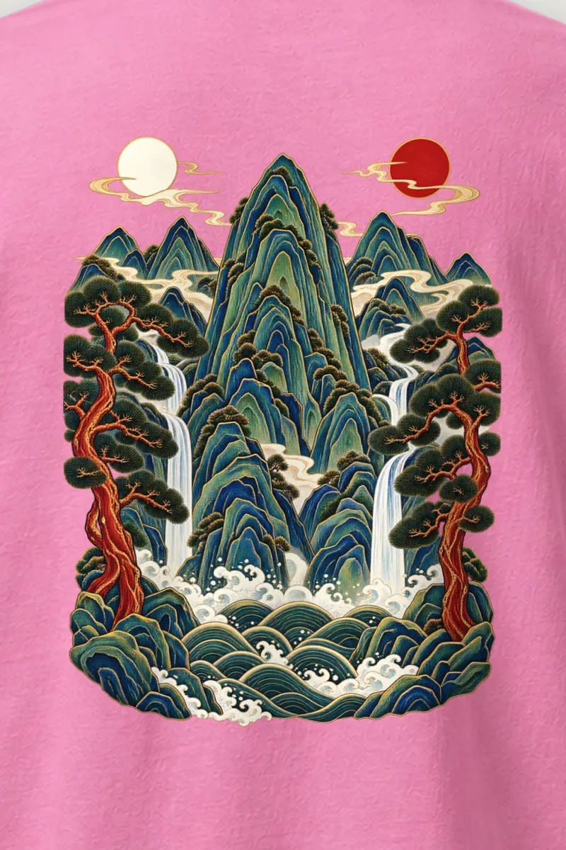 "Twin Sun Waterfalls" Heavyweight Unisex Crewneck T-shirt
