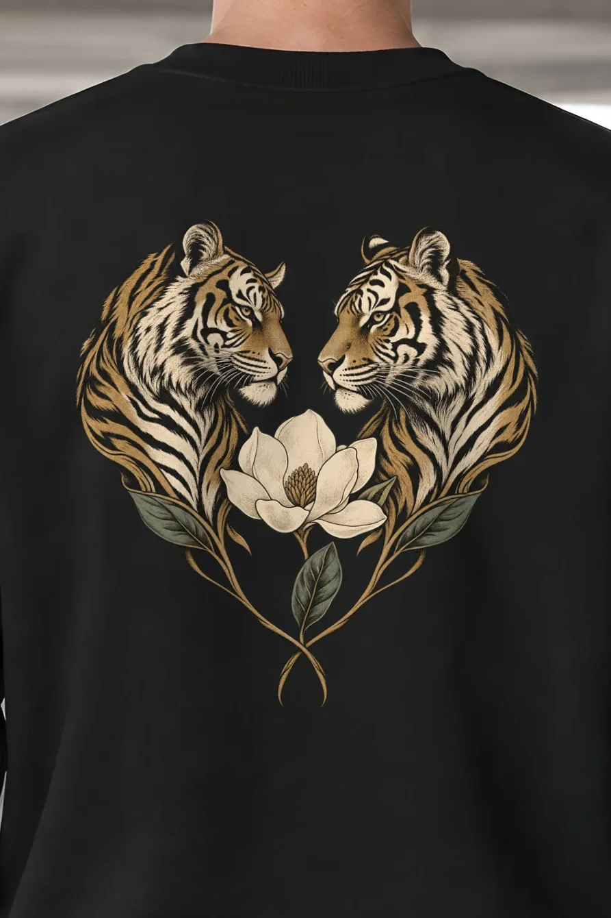 "Twin Tigers Crest" 1 Crewneck Sweatshirt - the graphic up close