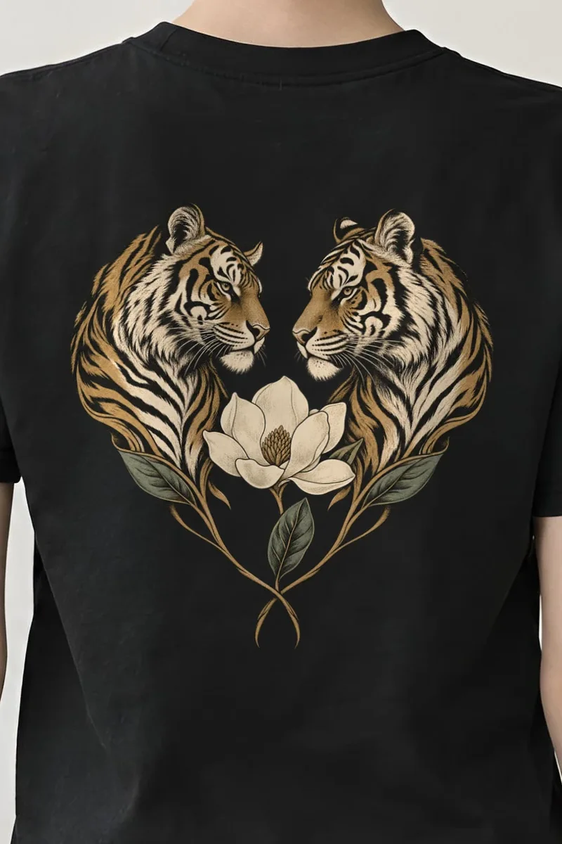 "Twin Tigers Crest" Heavyweight Unisex Crewneck T-shirt