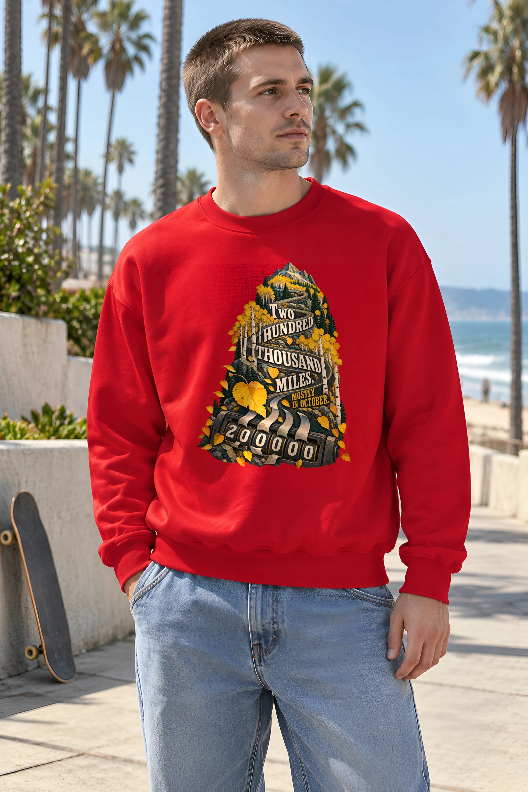 "Two Hundred Thousand Miles" Unisex Crewneck Sweatshirt