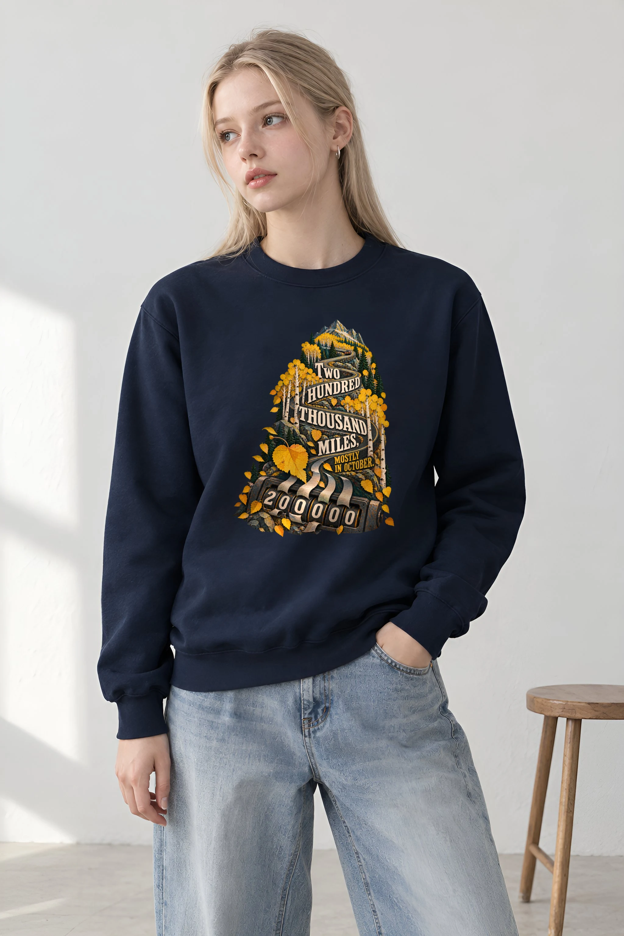 "Two Hundred Thousand Miles" Unisex Crewneck Sweatshirt