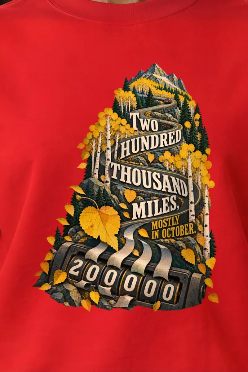 "Two Hundred Thousand Miles" Unisex Crewneck Sweatshirt - the graphic up close