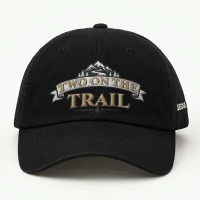 "Two on the Trail" Classic Dad Hat · Embroidered — black/cap-front