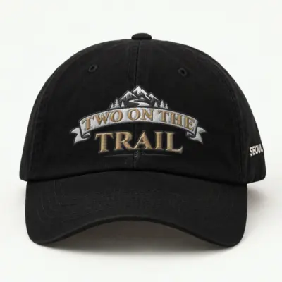 "Two on the Trail" Classic Dad Hat · Embroidered — black/cap-front