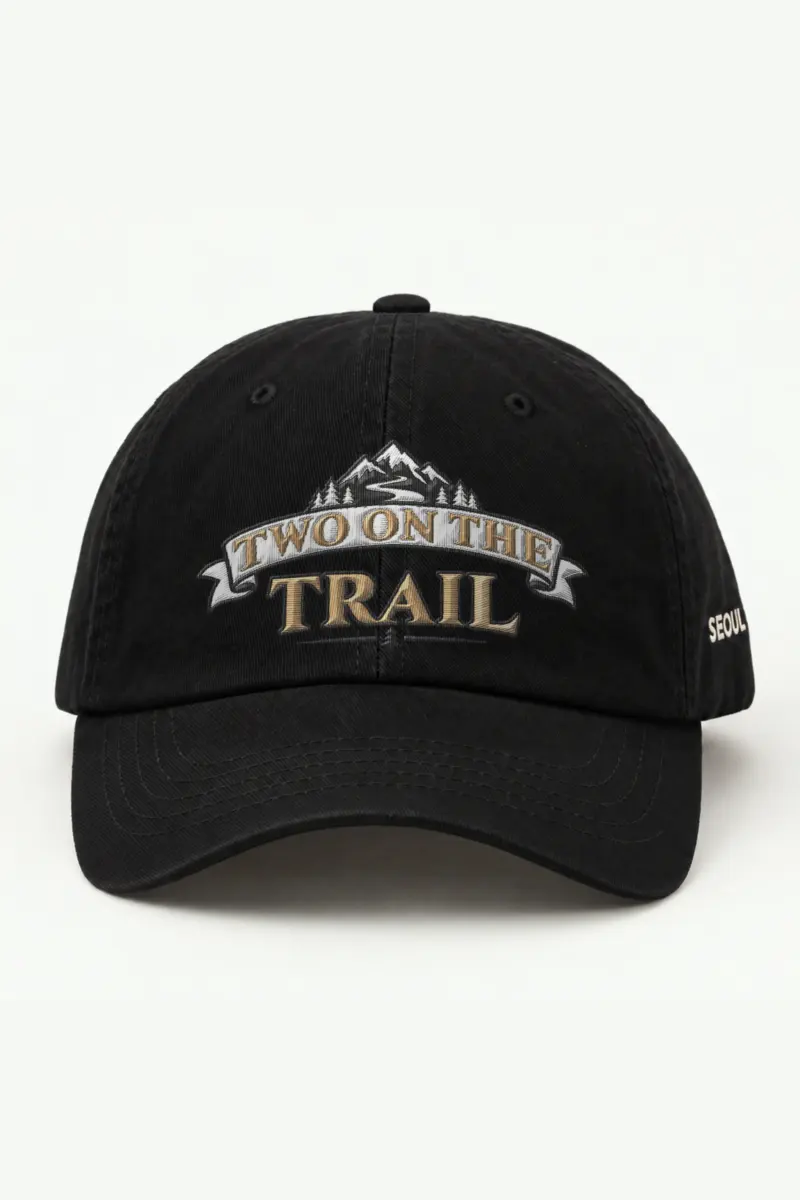 "Two on the Trail" Classic Dad Hat · Embroidered — black/cap-front