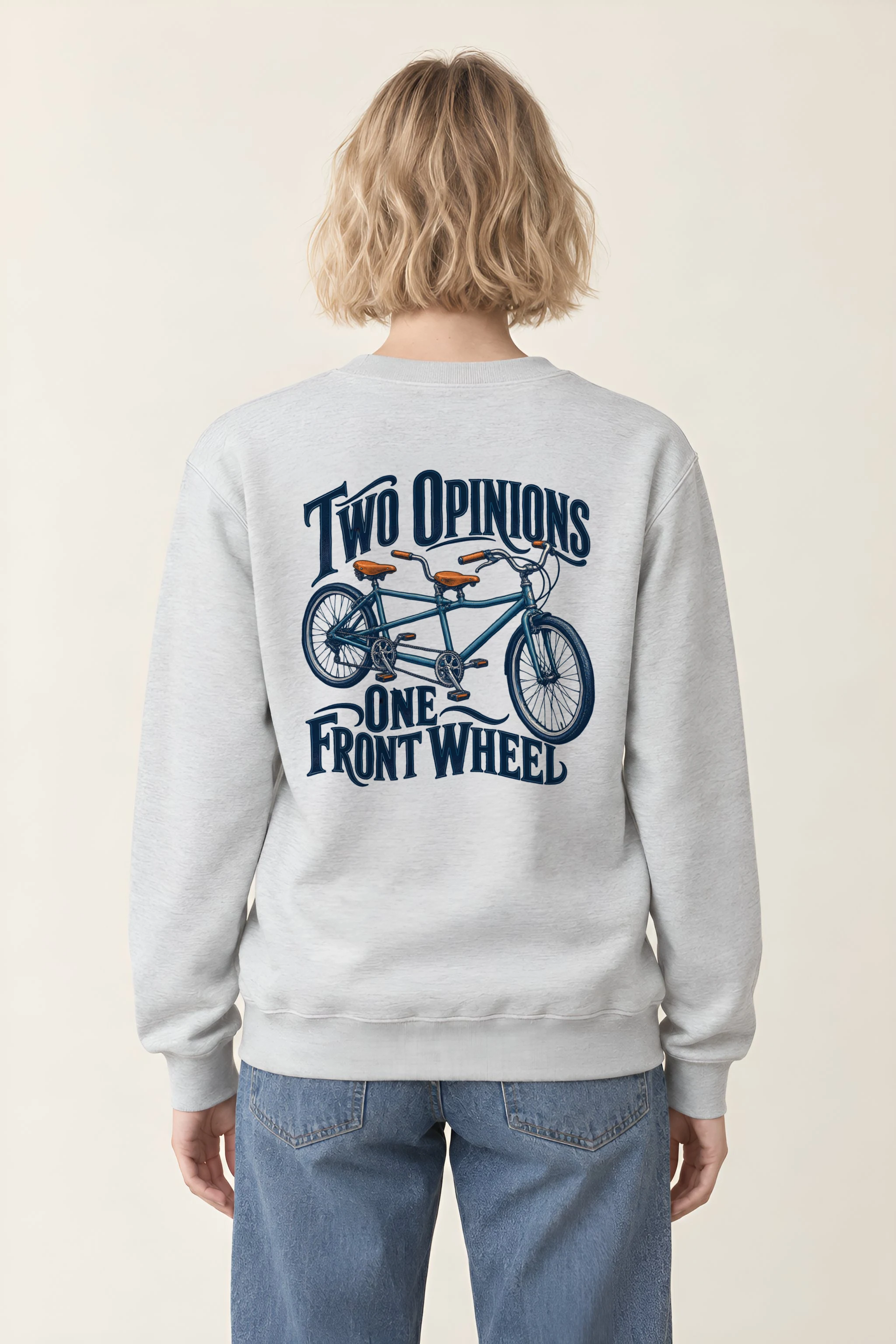 "Two Opinions One Front Wheel" Heavy Blend Unisex Crewneck Sweatshirt