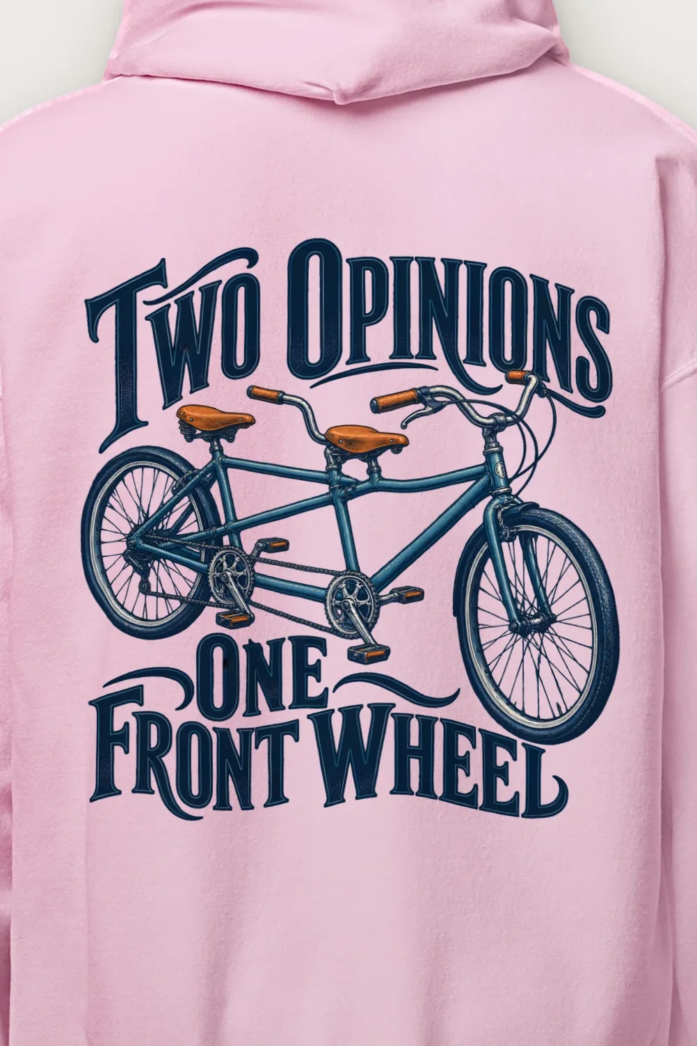 "Two Opinions, One Front Wheel" Heavy Blend Unisex Pullover Hoodie - the graphic up close