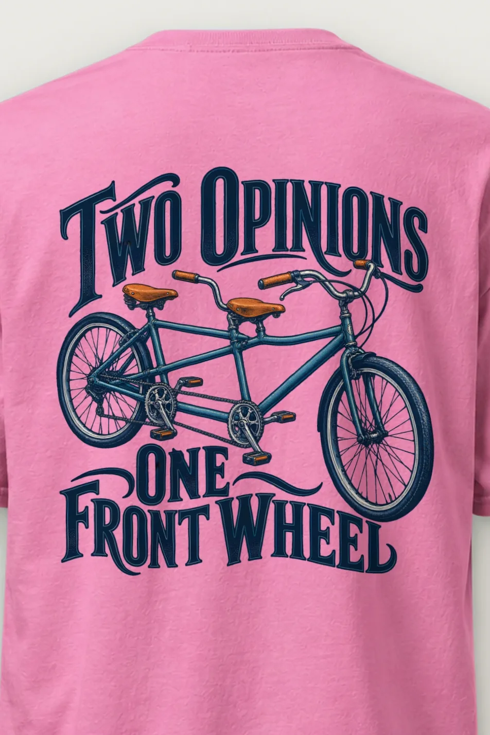 "Two Opinions One Front Wheel" Heavyweight Unisex Crewneck T-shirt - the graphic up close