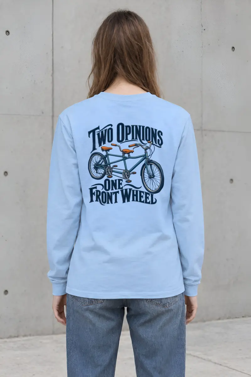 “Two Opinions, One Front Wheel” Unisex Longsleeve T-shirt