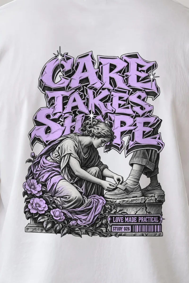 "Tying A Child’s Shoe" Unisex Longsleeve T-shirt - the graphic up close