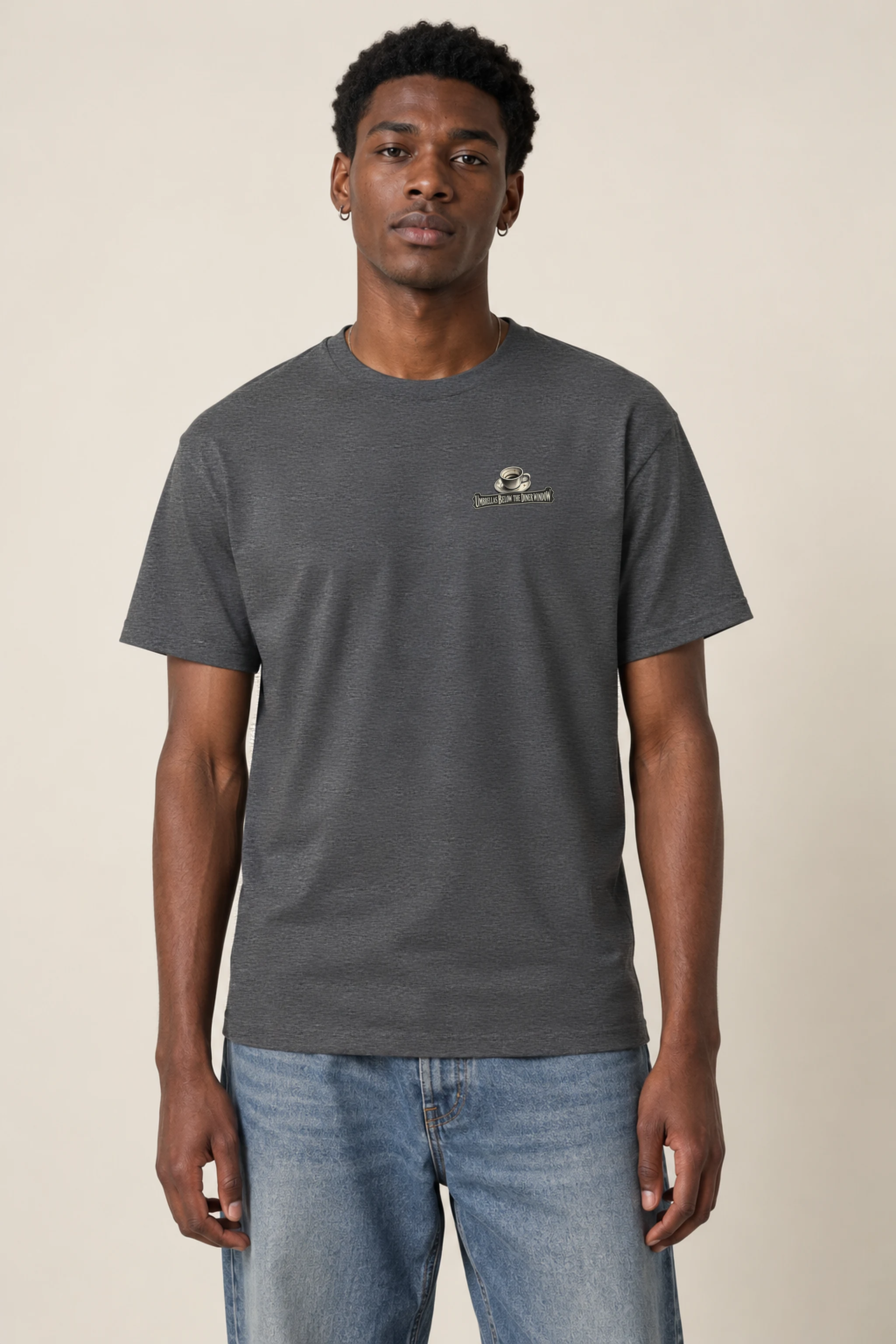 "Umbrellas Below the Diner Window" Heavyweight Unisex Crewneck T-shirt