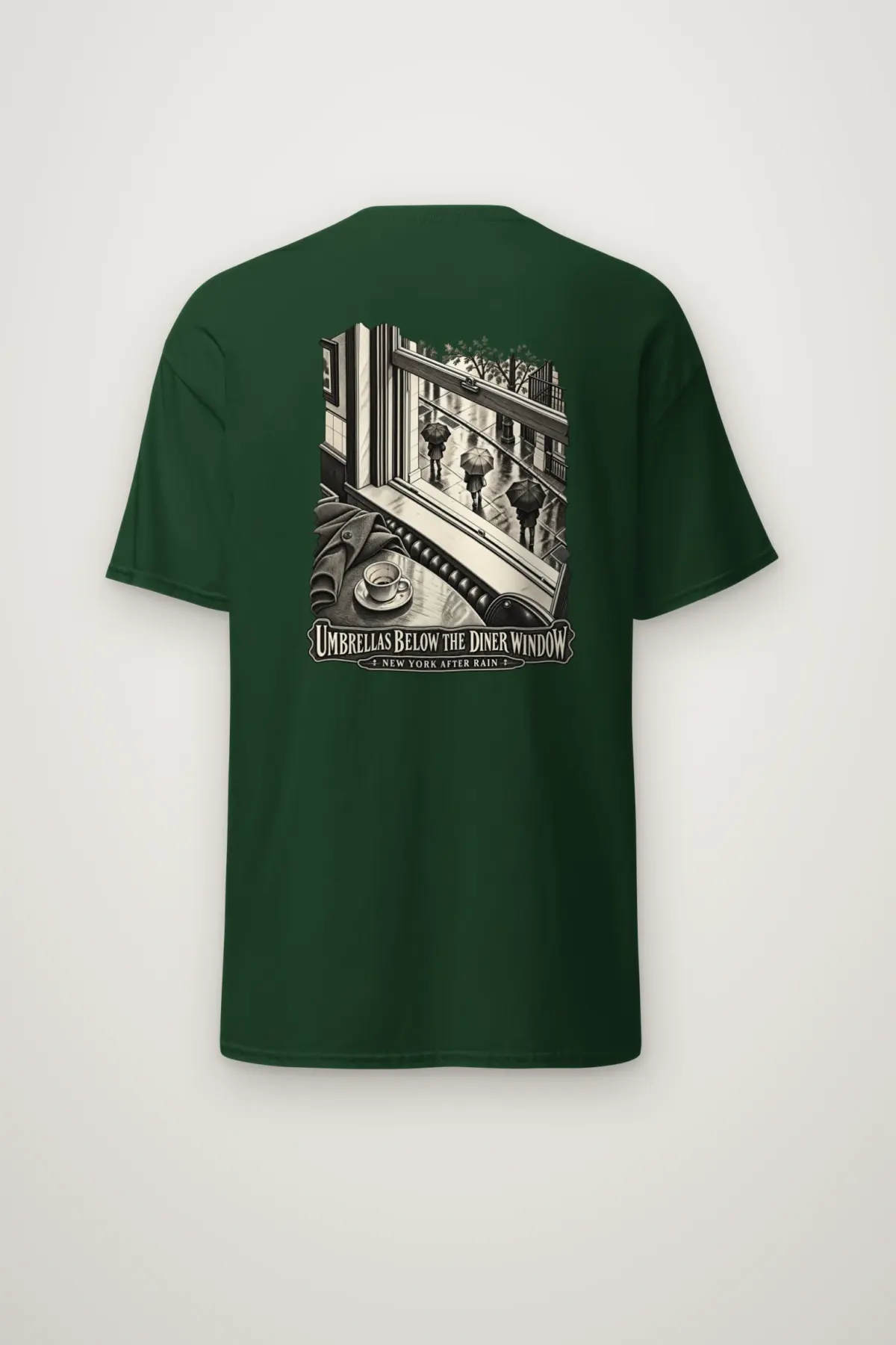 "Umbrellas Below the Diner Window" Heavyweight Unisex Crewneck T-shirt