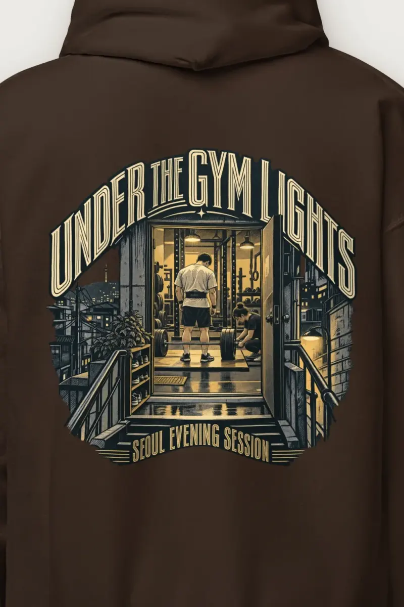 "Under the Gym Lights" Heavy Blend Unisex Pullover Hoodie - the graphic up close