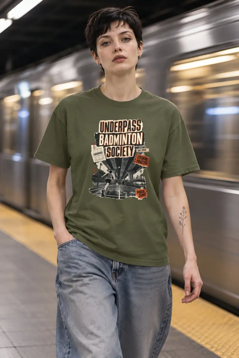"Underpass Badminton Society" Heavyweight Unisex Crewneck T-shirt