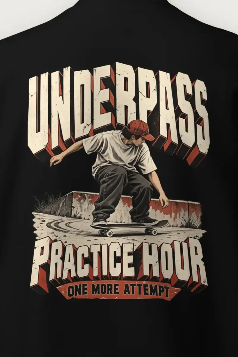 "Underpass Practice Hour" Heavy Blend Unisex Crewneck Sweatshirt - the graphic up close
